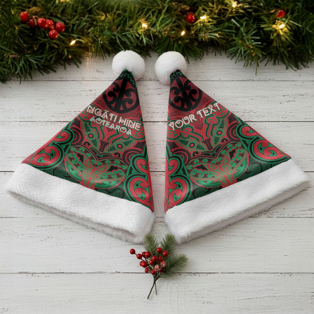 Aotearoa Iwi Ngati Hine Personalised Christmas Santa Hat Maori Kowhaiwhai Pattern