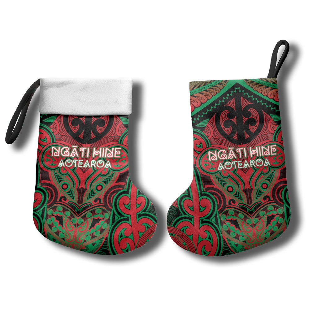 Aotearoa Iwi Ngati Hine Personalised Christmas Stocking Maori Kowhaiwhai Pattern