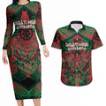 Aotearoa Iwi Ngati Hine Personalised Couples Matching Long Sleeve Bodycon Dress and Hawaiian Shirt Maori Kowhaiwhai Pattern