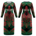 Aotearoa Iwi Ngati Hine Personalised Couples Matching Long Sleeve Bodycon Dress and Hawaiian Shirt Maori Kowhaiwhai Pattern