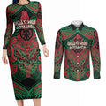 Aotearoa Iwi Ngati Hine Personalised Couples Matching Long Sleeve Bodycon Dress and Long Sleeve Button Shirt Maori Kowhaiwhai Pattern