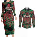 Aotearoa Iwi Ngati Hine Personalised Couples Matching Long Sleeve Bodycon Dress and Long Sleeve Button Shirt Maori Kowhaiwhai Pattern