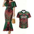 Aotearoa Iwi Ngati Hine Personalised Couples Matching Mermaid Dress and Hawaiian Shirt Maori Kowhaiwhai Pattern