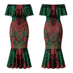 Aotearoa Iwi Ngati Hine Personalised Couples Matching Mermaid Dress and Hawaiian Shirt Maori Kowhaiwhai Pattern