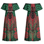 Aotearoa Iwi Ngati Hine Personalised Couples Matching Off Shoulder Maxi Dress and Hawaiian Shirt Maori Kowhaiwhai Pattern