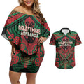 Aotearoa Iwi Ngati Hine Personalised Couples Matching Off Shoulder Short Dress and Hawaiian Shirt Maori Kowhaiwhai Pattern