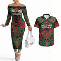 Aotearoa Iwi Ngati Hine Personalised Couples Matching Off The Shoulder Long Sleeve Dress and Hawaiian Shirt Maori Kowhaiwhai Pattern