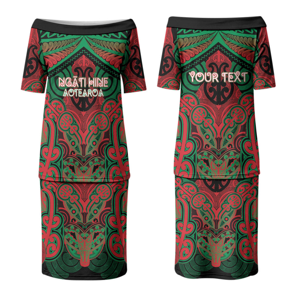 Aotearoa Iwi Ngati Hine Personalised Couples Matching Puletasi and Hawaiian Shirt Maori Kowhaiwhai Pattern