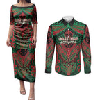 Aotearoa Iwi Ngati Hine Personalised Couples Matching Puletasi and Long Sleeve Button Shirt Maori Kowhaiwhai Pattern