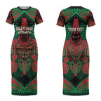 Aotearoa Iwi Ngati Hine Personalised Couples Matching Short Sleeve Bodycon Dress and Hawaiian Shirt Maori Kowhaiwhai Pattern