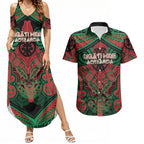 Aotearoa Iwi Ngati Hine Personalised Couples Matching Summer Maxi Dress and Hawaiian Shirt Maori Kowhaiwhai Pattern