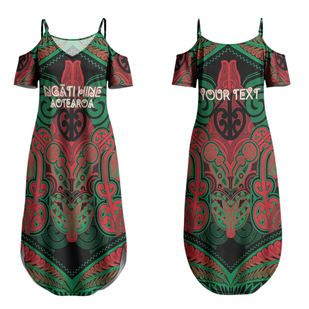 Aotearoa Iwi Ngati Hine Personalised Couples Matching Summer Maxi Dress and Hawaiian Shirt Maori Kowhaiwhai Pattern