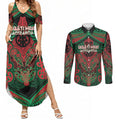 Aotearoa Iwi Ngati Hine Personalised Couples Matching Summer Maxi Dress and Long Sleeve Button Shirt Maori Kowhaiwhai Pattern