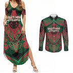Aotearoa Iwi Ngati Hine Personalised Couples Matching Summer Maxi Dress and Long Sleeve Button Shirt Maori Kowhaiwhai Pattern