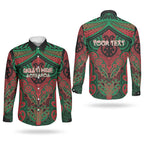 Aotearoa Iwi Ngati Hine Personalised Couples Matching Summer Maxi Dress and Long Sleeve Button Shirt Maori Kowhaiwhai Pattern