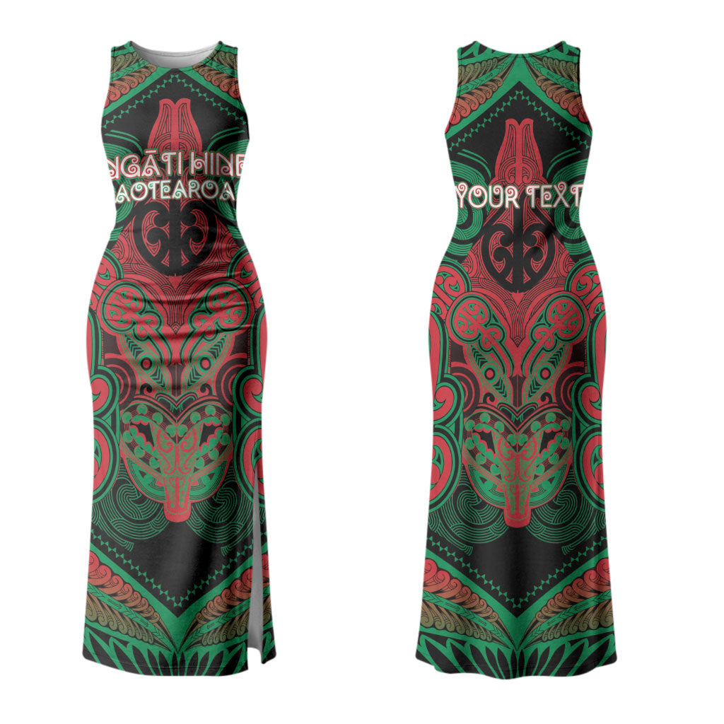 Aotearoa Iwi Ngati Hine Personalised Couples Matching Tank Maxi Dress and Long Sleeve Button Shirt Maori Kowhaiwhai Pattern