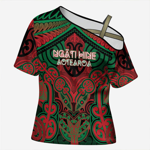 Aotearoa Iwi Ngati Hine Personalised Cross Shoulder Shirt Maori Kowhaiwhai Pattern
