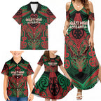Aotearoa Iwi Ngati Hine Personalised Family Matching Summer Maxi Dress and Hawaiian Shirt Maori Kowhaiwhai Pattern