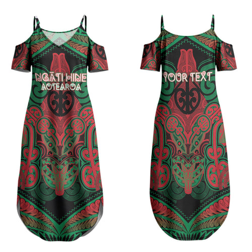 Aotearoa Iwi Ngati Hine Personalised Family Matching Summer Maxi Dress and Hawaiian Shirt Maori Kowhaiwhai Pattern