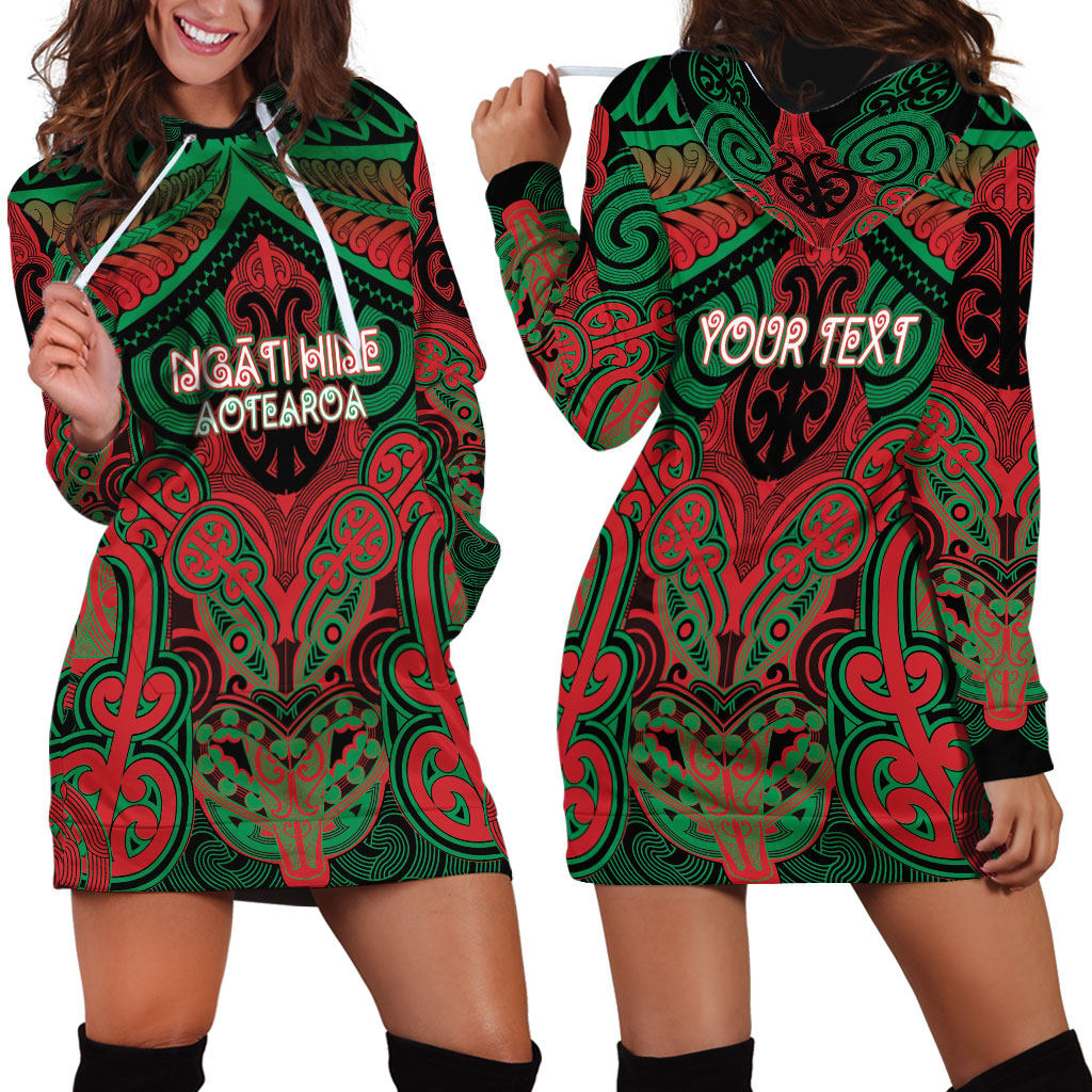 Aotearoa Iwi Ngati Hine Personalised Hoodie Dress Maori Kowhaiwhai Pattern