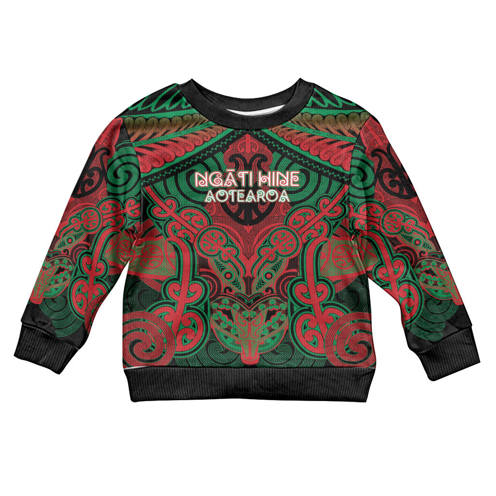 Aotearoa Iwi Ngati Hine Personalised Kid Ugly Christmas Sweater Maori Kowhaiwhai Pattern