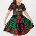 Aotearoa Iwi Ngati Hine Personalised Kid Short Sleeve Dress Maori Kowhaiwhai Pattern