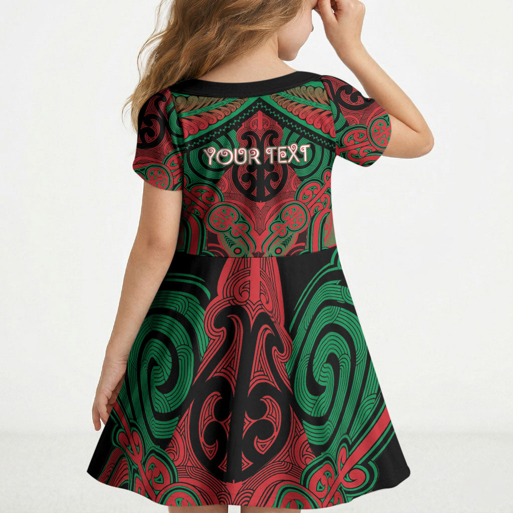 Aotearoa Iwi Ngati Hine Personalised Kid Short Sleeve Dress Maori Kowhaiwhai Pattern