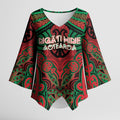 Aotearoa Iwi Ngati Hine Personalised Kimono Sleeve Blouse Maori Kowhaiwhai Pattern