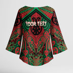 Aotearoa Iwi Ngati Hine Personalised Kimono Sleeve Blouse Maori Kowhaiwhai Pattern