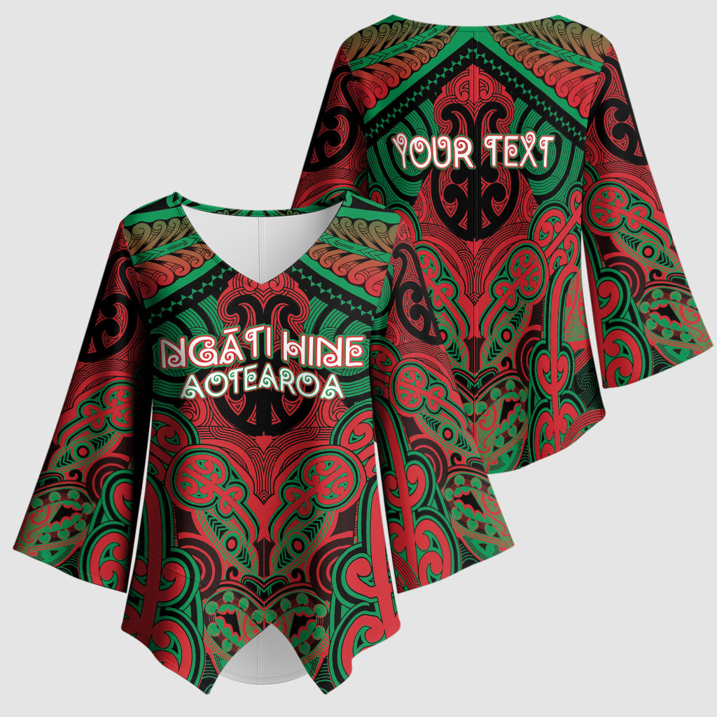 Aotearoa Iwi Ngati Hine Personalised Kimono Sleeve Blouse Maori Kowhaiwhai Pattern
