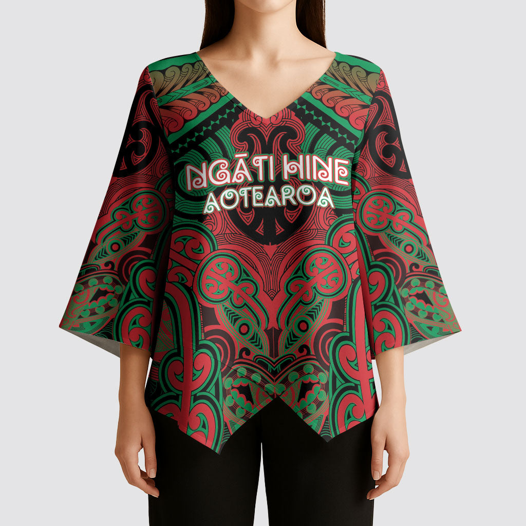 Aotearoa Iwi Ngati Hine Personalised Kimono Sleeve Blouse Maori Kowhaiwhai Pattern