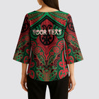 Aotearoa Iwi Ngati Hine Personalised Kimono Sleeve Blouse Maori Kowhaiwhai Pattern