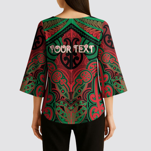 Aotearoa Iwi Ngati Hine Personalised Kimono Sleeve Blouse Maori Kowhaiwhai Pattern