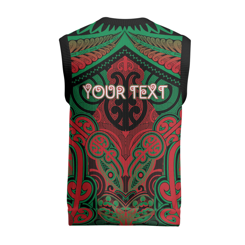 Aotearoa Iwi Ngati Hine Personalised Christmas Knitted V-Neck Vest Maori Kowhaiwhai Pattern