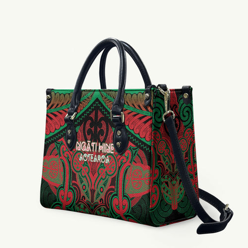 Aotearoa Iwi Ngati Hine Leather Bag Maori Kowhaiwhai Pattern