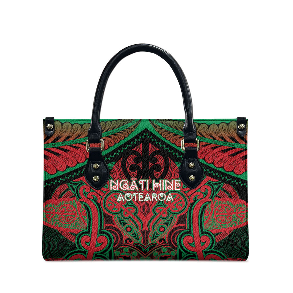 Aotearoa Iwi Ngati Hine Leather Bag Maori Kowhaiwhai Pattern