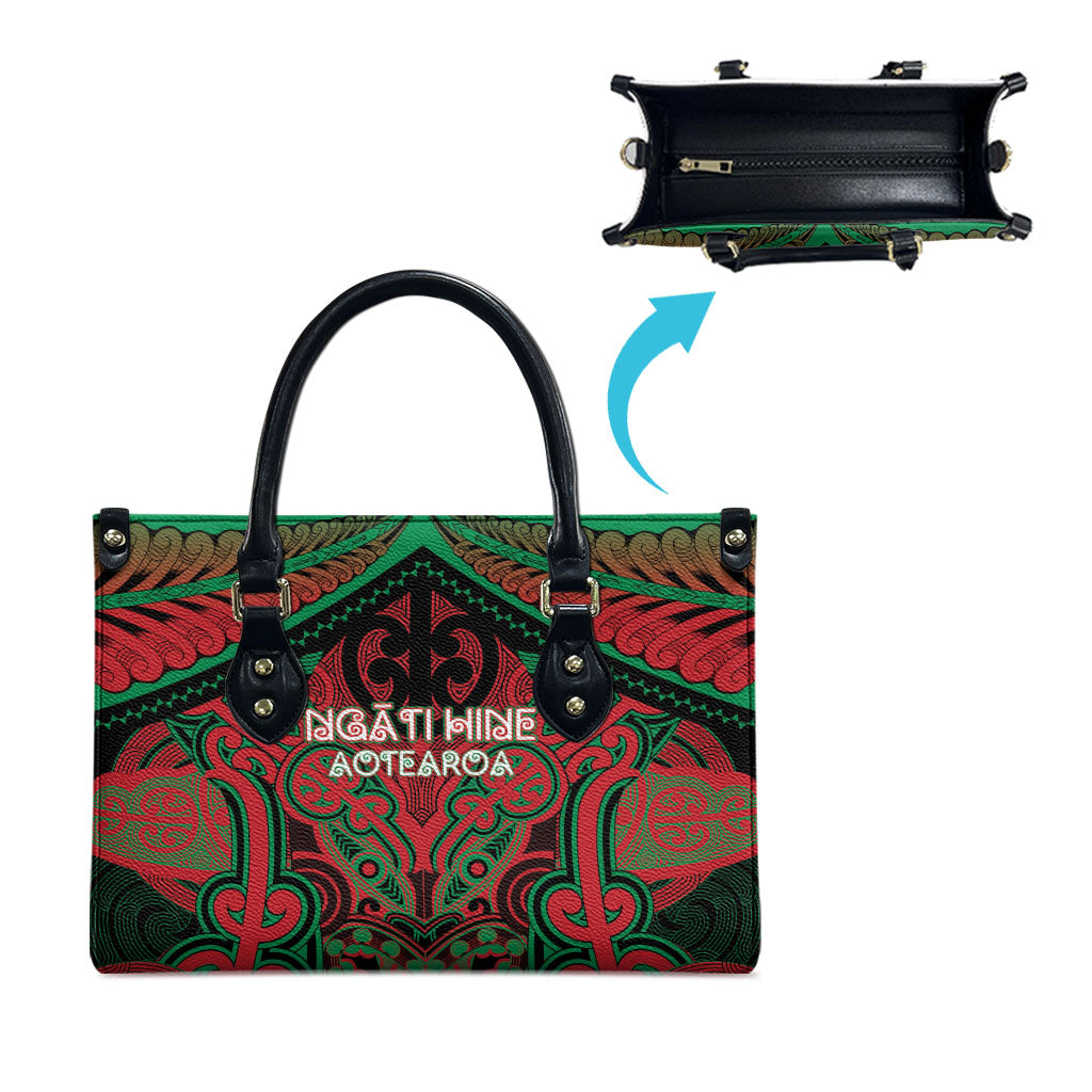 Aotearoa Iwi Ngati Hine Leather Bag Maori Kowhaiwhai Pattern