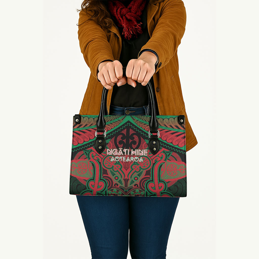 Aotearoa Iwi Ngati Hine Leather Bag Maori Kowhaiwhai Pattern