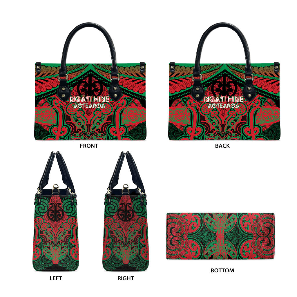 Aotearoa Iwi Ngati Hine Leather Bag Maori Kowhaiwhai Pattern