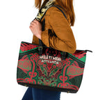 Aotearoa Iwi Ngati Hine Leather Tote Bag Maori Kowhaiwhai Pattern