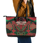 Aotearoa Iwi Ngati Hine Leather Tote Bag Maori Kowhaiwhai Pattern