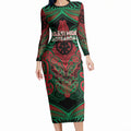 Aotearoa Iwi Ngati Hine Personalised Long Sleeve Bodycon Dress Maori Kowhaiwhai Pattern