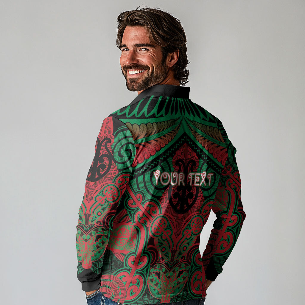 Aotearoa Iwi Ngati Hine Personalised Long Sleeve Polo Shirt Maori Kowhaiwhai Pattern