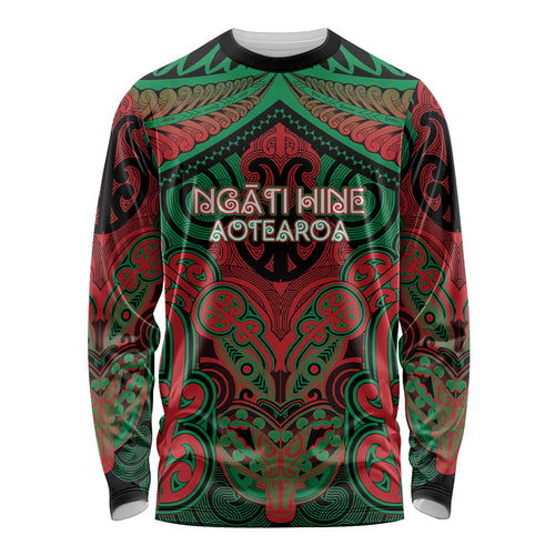 Aotearoa Iwi Ngati Hine Personalised Long Sleeve Shirt Maori Kowhaiwhai Pattern