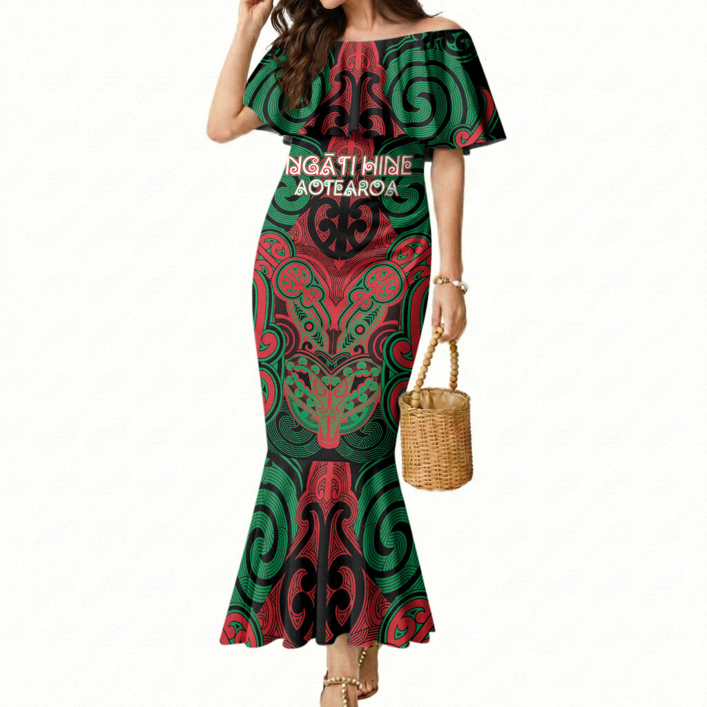 Aotearoa Iwi Ngati Hine Personalised Mermaid Dress Maori Kowhaiwhai Pattern