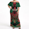 Aotearoa Iwi Ngati Hine Personalised Off Shoulder Maxi Dress Maori Kowhaiwhai Pattern