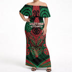 Aotearoa Iwi Ngati Hine Personalised Off Shoulder Maxi Dress Maori Kowhaiwhai Pattern