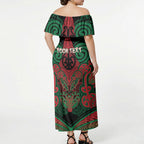 Aotearoa Iwi Ngati Hine Personalised Off Shoulder Maxi Dress Maori Kowhaiwhai Pattern