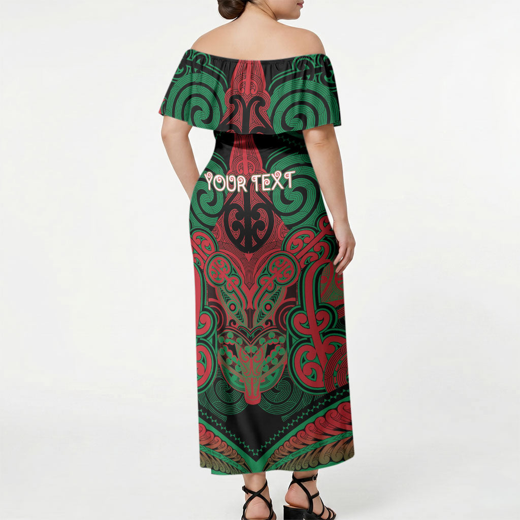 Aotearoa Iwi Ngati Hine Personalised Off Shoulder Maxi Dress Maori Kowhaiwhai Pattern