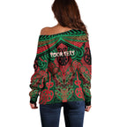 Aotearoa Iwi Ngati Hine Personalised Off Shoulder Sweater Maori Kowhaiwhai Pattern